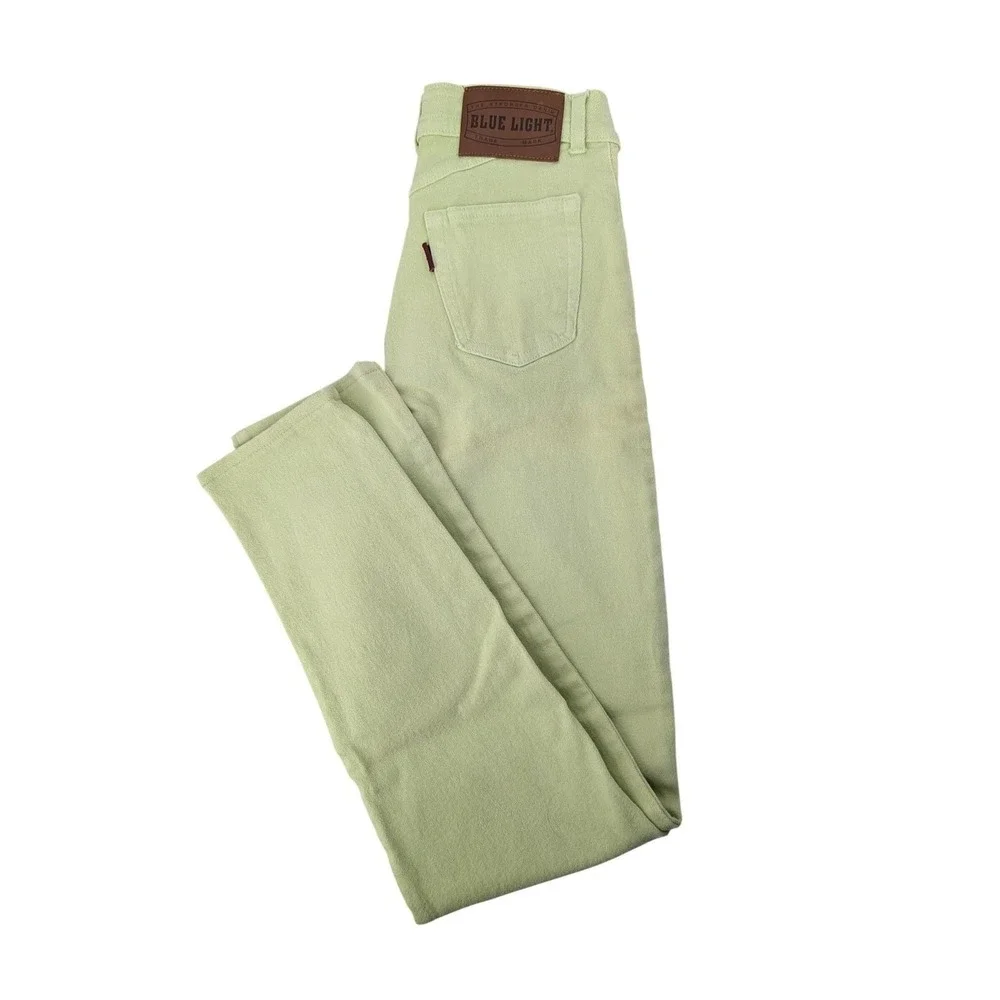 Y2K  Blue Light Cache Jeans Womens 25X30 Lime Green High Rise Made in Italy